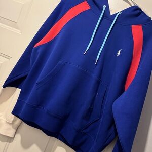 Ralph Lauren Royal Blue Hoodie with Red and Cream Details